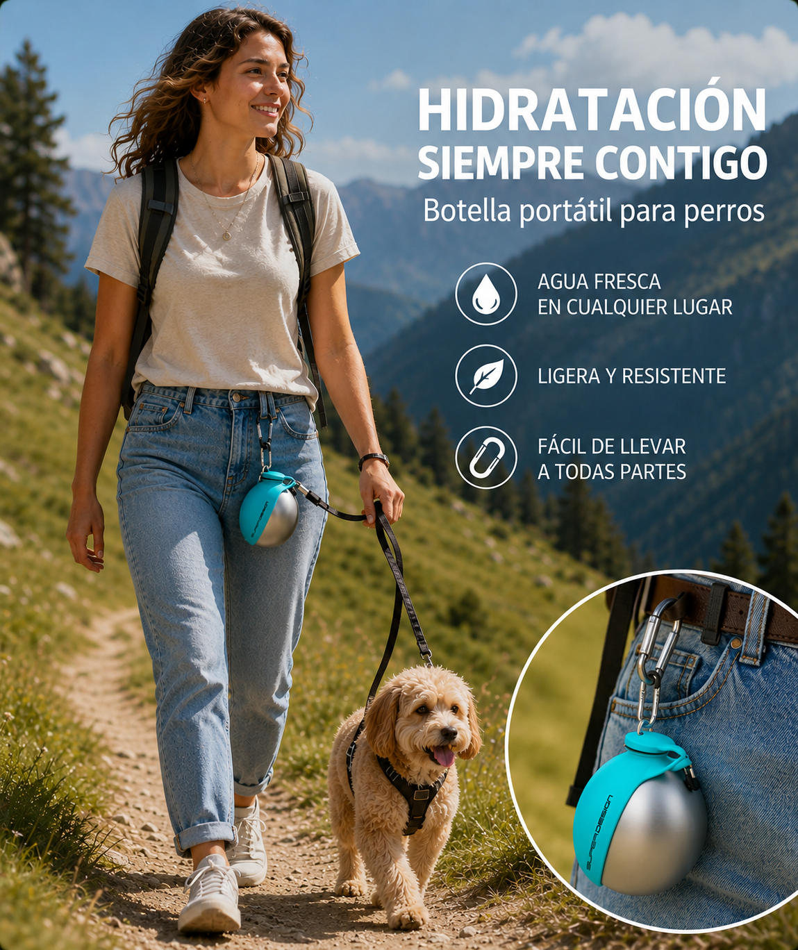 Bola De Agua Portatil Acero Inox Drinkball (Azul & Rosa)
