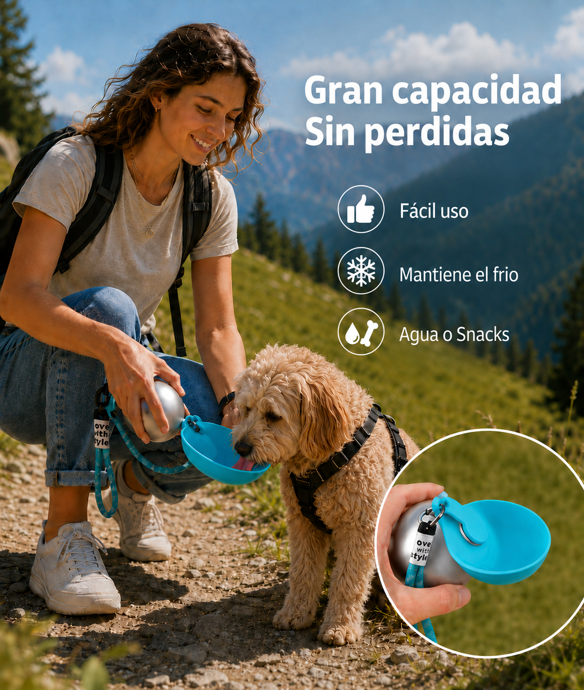 Bola De Agua Portatil Acero Inox Drinkball (Azul & Rosa)