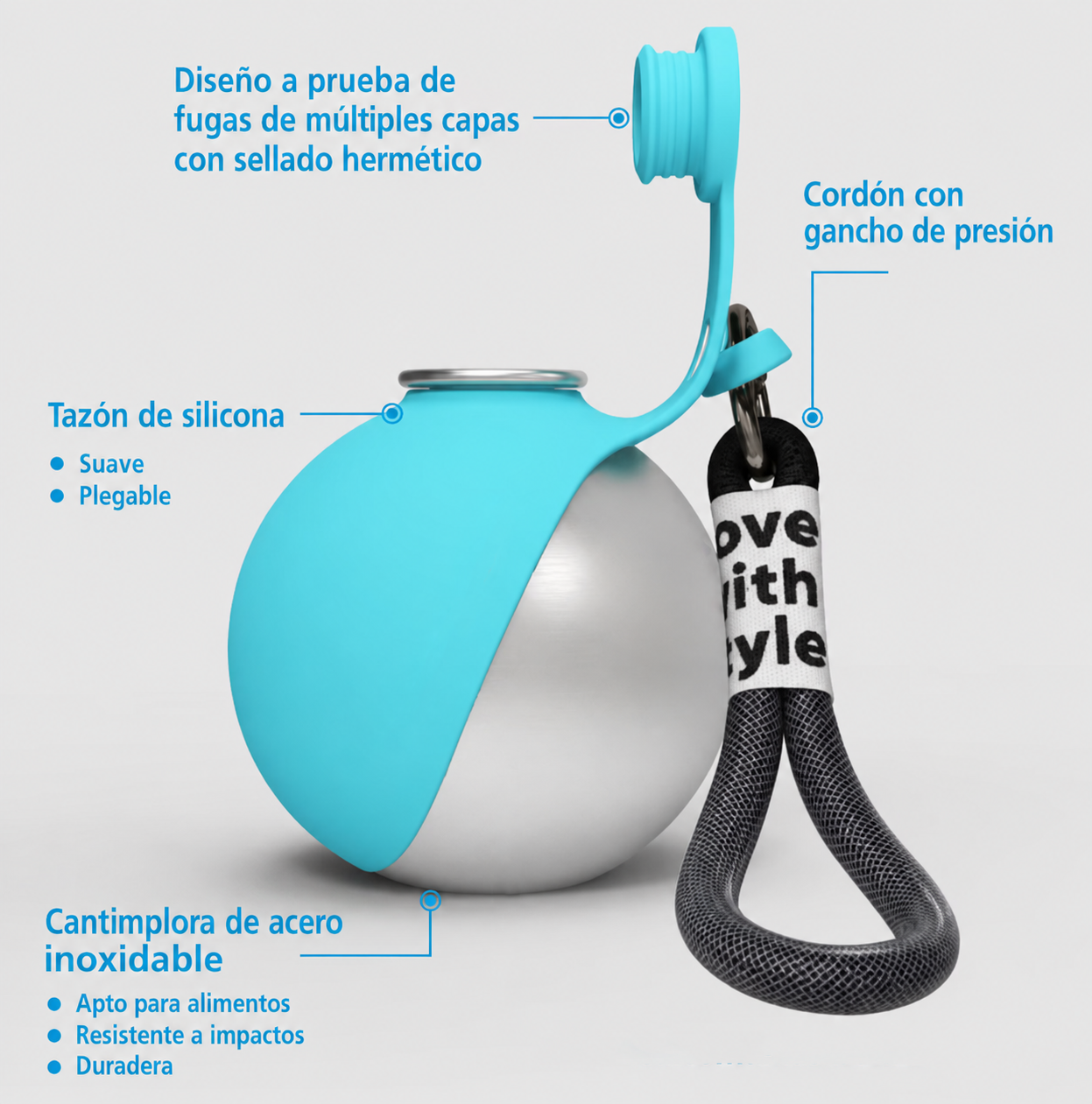 Bola De Agua Portatil Acero Inox Drinkball (Azul & Rosa)